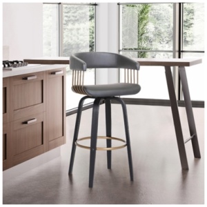 Topanga Swivel Counter Stool, Gray/Black/Bronze