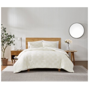 Truly Soft Textured Checkered 2-Piece Twin XL Comforter Set, Cream