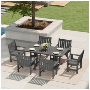 Westin Furniture Laguna Outdoor Dining Table and 6 Arm Chairs, Gray
