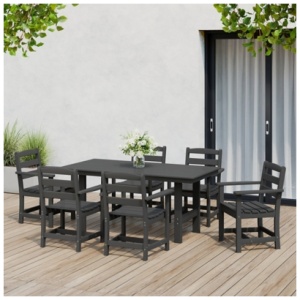 Westin Furniture Shoreside Outdoor Dining Table and 6 Arm Chairs, Gray