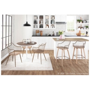 Winston Counter Height Bar Stool, White/Antique Copper