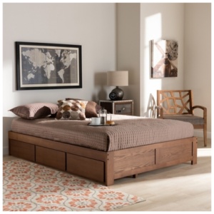 Wren 3-Drawer Platform Storage Bed Frame, Brown