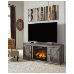 Wynnlow 60" TV Stand with LED Electric Fireplace Insert, Gray