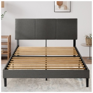 ZINUS Platform King Bed Frame with Split Headboard, Gray
