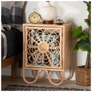 bali & pari Acelin Rattan Nightstand, Natural Brown