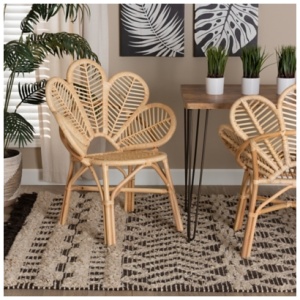 bali & pari Bianca Rattan Flower Chair, Natural Brown