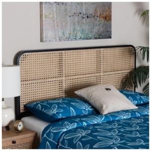 bali & pari Lainer Queen Panel Headboard, Black/Natural