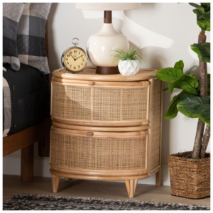 bali & pari Oleta Rattan Nightstand, Natural Brown