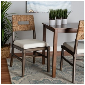 bali & pari Porsha Dining Chair, White/Natural/Walnut