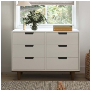 daVinci Marley 19" 6 Drawer Dresser, White/Walnut