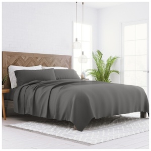 iEnjoy Home Checkered Embossed Queen Sheet Set, Gray
