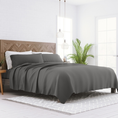 iEnjoy Home Checkered Embossed Queen Sheet Set, Gray