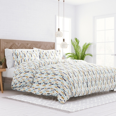 iEnjoy Home Feather Patterned King/California King Duvet Set, Navy