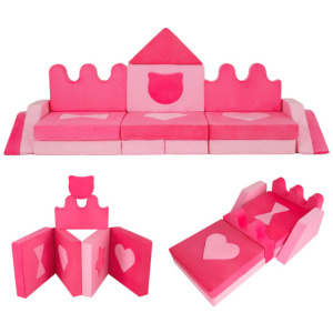 14 Piece Kids Play Couch Modular Foam Climbing Blocks for Kids 3+ Years Old-Pink
