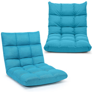 14-Position Adjustable Folding Lazy Gaming Sofa-Light Blue