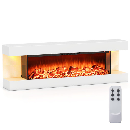 18/36 Inch 3-Sided Wall Mounted Electric Fireplace with 32/50 Inch Wide Floating Mantle-36 Inch