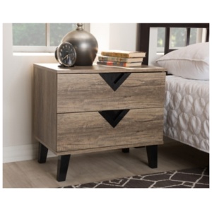 2 Drawer Nightstand, Light Brown