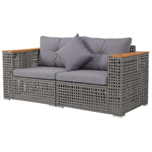 2-Piece Patio Corner Sofa Set with Thick Cushions-Gray