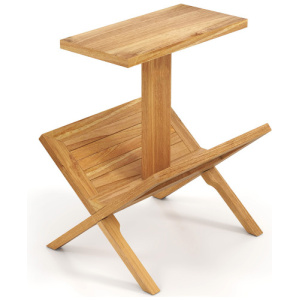 2-Tier Side Table Magazine Rack with Teak Wood Frame