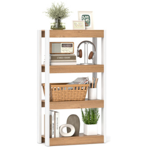 4 Tier Bookshelf Wooden Bookcase with Dual Anti-Tipping Kits-Natural