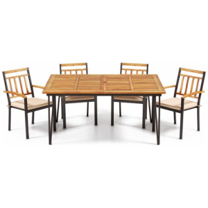63 Inch Outdoor Dining Table & Set of 4 Patio Dining Chairs