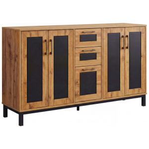 63" Sideboard Buffet Cabinet with 3 Drawers and Storage Shelves-Natural