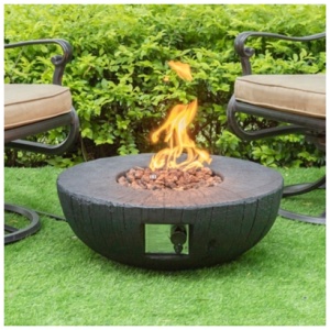AFTERGLOW Tree Bark Design Outdoor Fire Pit, Black