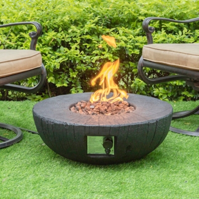 AFTERGLOW Tree Bark Design Outdoor Fire Pit, Black