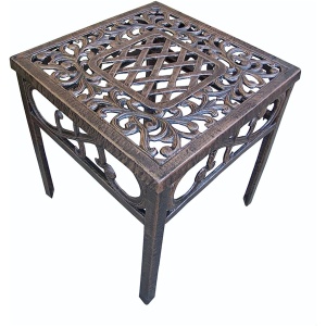 Antique Bronze Cast Aluminum Patio Side End Table, 18"