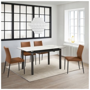 Armen Living Giana and Kash Extendable Dining Table and 4 Chairs, Brown