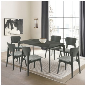 Armen Living Kalia Dining Table and 6 Chairs, Gray