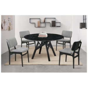 Armen Living Venus and Lima Dining Table and 4 Chairs, Black
