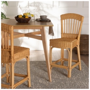 Bali & Pari Barito Counter Height Bar Stool, Light Honey