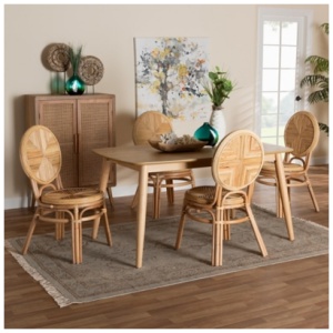 Bali & Pari Carita Dining Table and 4 Chairs, Natural