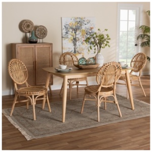 Bali & Pari Iris Dining Table and 4 Chairs, Natural