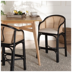 Bali & Pari Miranda Counter Height Bar Stool, Black/Natural