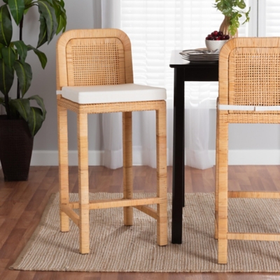 Bali & Pari Zariah Bar Height Bar Stool, Natural/Off White