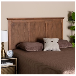 Baxton Studio Alarice Queen Panel Headboard, Ash Walnut
