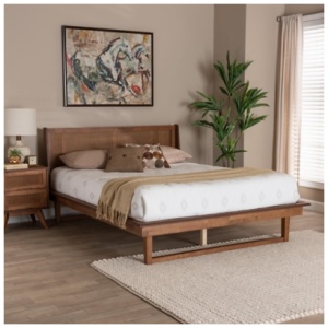 Baxton Studio Aveena Queen Panel Platform Bed, Walnut Brown