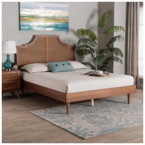Baxton Studio Macaria Queen Panel Bed, Walnut Brown