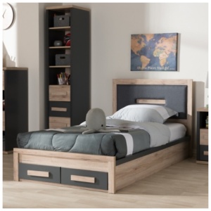 Baxton Studio Pandora Twin Platform Bed With Storage, Light Brown