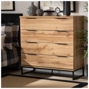 Baxton Studio Reid 4-Drawer Dresser, Brown