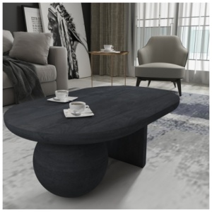 Benzara Uri Coffee Table, Sanblasted Black