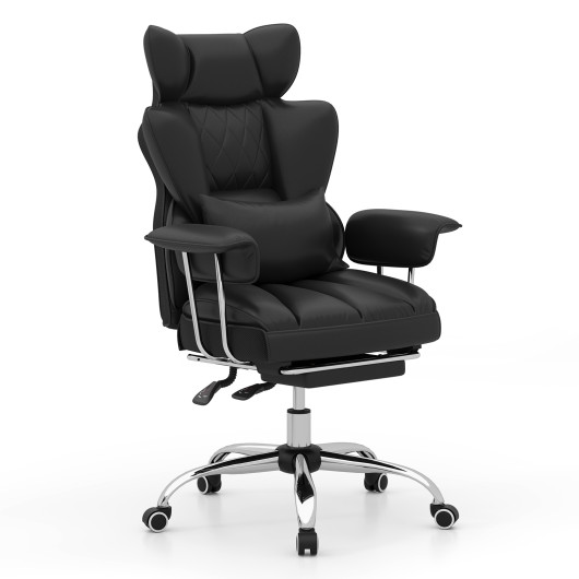 Big and Tall Executive Office Desk Chair with Footrest-Black