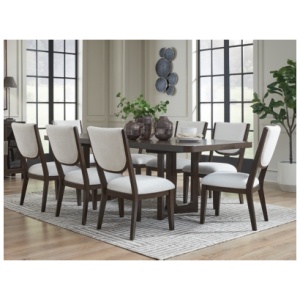 Breckington Dining Table and 8 Next-Gen Nuvella™ Performance Fabric Chairs, Dark Brown