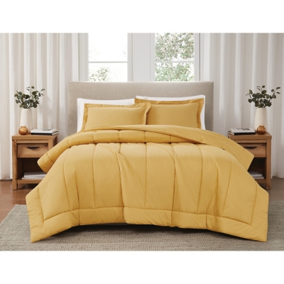 Brooklyn Loom 3-Piece Full/Queen Comforter Set, Mustard Yellow