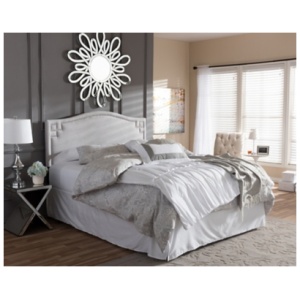 Camelback Upholstered Headboard, Gray/Beige