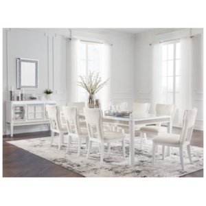 Chalanna Dining Table and 8 Chairs, White