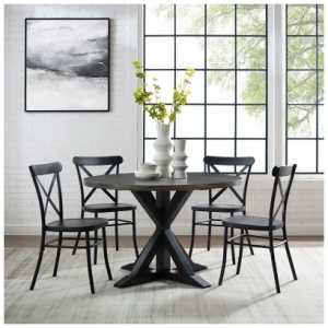 Crosley Furniture Hayden Dining Table and 4 Chairs, Matte Black
