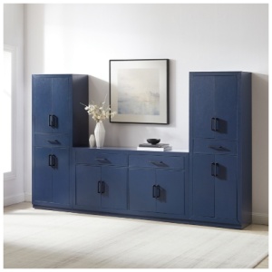 Crosley Furniture Isla 3-Piece Sideboard And Pantry Set, Navy
